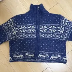 ネイビー ジップアップ ニット セーター　Lili Marlene