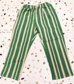 着用1度のみ！！グリーンストライプシェフパンツ120サイズ