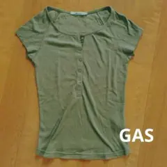 GAS オリーブグリーン ヘンリーネック Tシャツ Mサイズのサムネイル