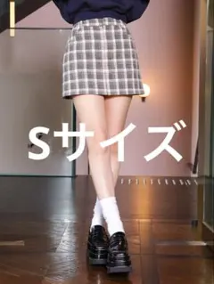 ダーリッチ　チェックツイードミニスカート　タイトスカート　グレー　Sサイズ