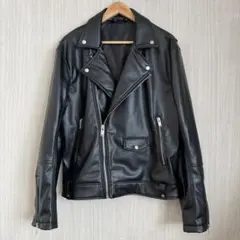 【超美品】ZARAザラ ダブルライダースジャケット フェイクレザー ブラック L