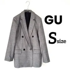 【GU】テーラードジャケット グレンチェック Sサイズ チェック柄 ダブルボタン