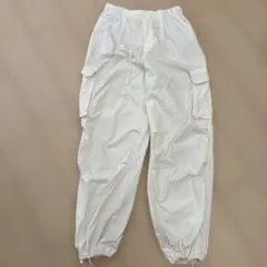 ホワイト カーゴパンツ ドローストリング