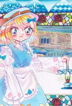 オリジナルイラスト アナログ 女の子 コピック 風景