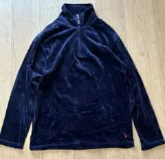 90'sPoloRalphLaurenハーフジップベロアシャツM