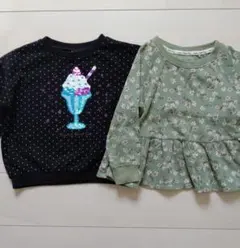 next 小花柄トレーナー、アイスクリーム　スパンコール 裏起毛 110