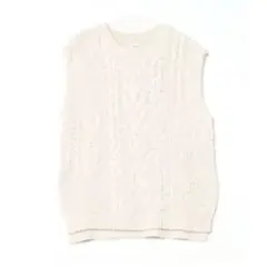 【WEB限定】パッチワークケーブルニットベスト （アイボリー）