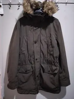 H＆M オリーブ色ファー付きフードモッズコート Sサイズ