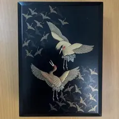 螺鈿細工 文箱 鶴 縁起物 漆器 天然木 漆塗り A４サイズ 大型 らでん 螺鈿細工 文箱 鶴 縁起物 漆器 天然木 漆塗り A4サイズ 大型 らでん