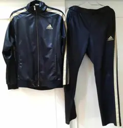 美品 アディダス ジャージ セットアップ 黒 × 金 トラックジャケット XL adidas - adidas 黒×金 トラックトップ ジャージ スーパースター
