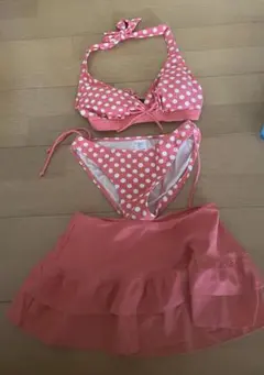 GU レトロ　ドット柄ビキニ３点セット Mサイズ／ピンクのサムネイル