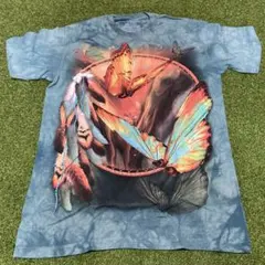 蝶と羽根のアートプリントTシャツ　sサイズ themountainのサムネイル