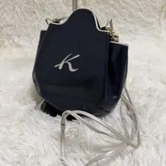 キタムラ Kitamura ショルダーバッグ ネイビー レザー Kロゴ 斜め掛け