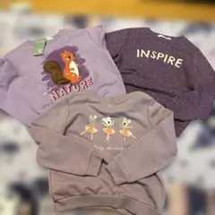 H&M 裏起毛トレーナー 3点セット パープル系