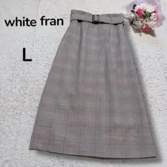 【white fran】ハイウエストゴム　チェック柄ロングナロースカート　ベルト