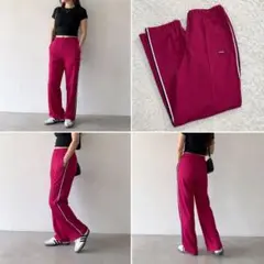 デッドストック　80s デサント製 アディダス トラックパンツ L ピンク　着画のサムネイル
