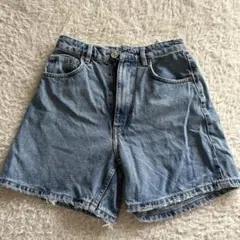 ZARAデニムショートパンツ ライトブルー フリンジ仕上げ