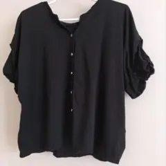 【VIS】ビス　黒のVネックルーズシャツ 半袖　前後2WAY