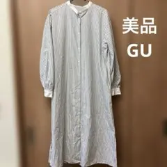 【美品】GU ストライプ 長袖 シャツワンピース