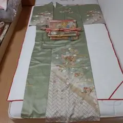 【あきママ様専用】訪問着→駒刺繍　扇面花文　暈し染め金彩　袋帯 → 辻ヶ花 箔
