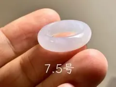 L18-38 氷糯種 薄白緑 14.5号 ミャンマー産A貨本翡翠くりぬき リング