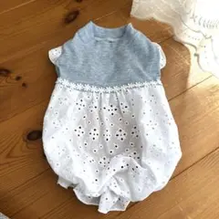 ウエストにお花のモチーフ追加！犬服♡裾フリルタイプのバルーンワンピース♡