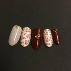 豹柄♡レオパード 冬ネイル♡グレー ボルドー