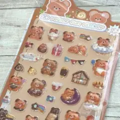くまの3D立体シール　ぷっくりシール　かたいタイプのシール