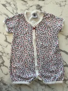 プチバトー　オーガニックコットン 花柄ロンパース 3ヶ月用