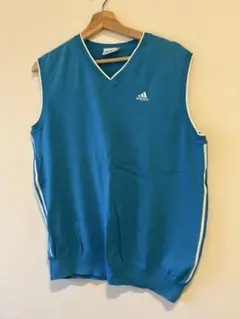 adidas 青 Vネック ベスト L