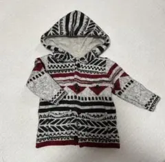 ZARA ノルディック柄 80 フード付きニットパーカー