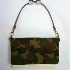 3DS LL用 ポーチ (ハンドメイド) 迷彩×アイボリー