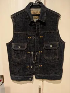 値下げ済・BIGサイズ】KADOYA デニムベスト レースアップ 異素材 4L
