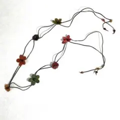 vintage レザーフラワー 紐ベルト ウエストマーク 細ベルト 花モチーフのサムネイル