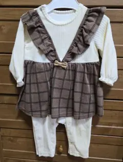 ベビー服 ロンパース チェック柄 フリル