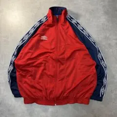 ヴィンテージアンブロ古着UMBROトラックジャケットテープロゴレッドネイビーP3