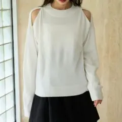 snidel　コールドショルダーニットプルオーバー　オフホワイト