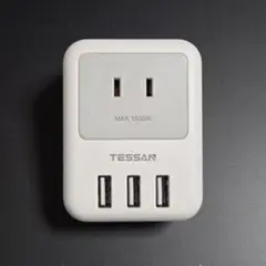TESSAN 電源プラグ 3口 USB 3ポート TS-721