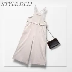 スタイルデリ◆サロペット(L)エクリュ コーデュロイ ゆったり マタニティにも