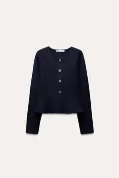ZARA ビジューボタン付きペプラムカーディガン