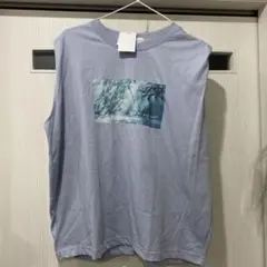 新品　SEASON REASON ノースリーブ　ライトブルー　プリント　Mサイズ