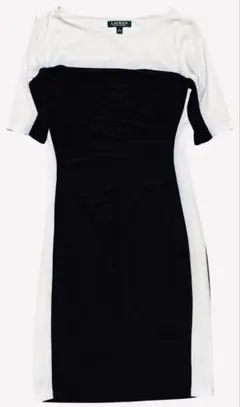 LAURENRALPHLAURENワンピース黒白ブラック　M位モノトーンドレス