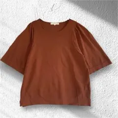 【グローブ】サマーニット カットソー(L)テラコッタ パフスリーブ ブラウンのサムネイル