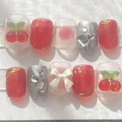 早い者勝ち ネイルチップ マグネットネイル 現品 チークネイル さくらんぼネイル