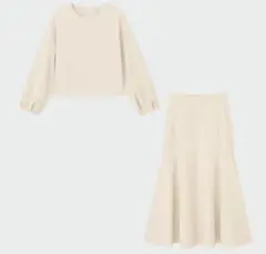 【匿名発送】PLST/ボリュームスリーブブラウススカートセットアップ