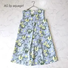 新品タグ付♡エージーバイアクアガール 花柄 ノースリーブ ワンピース ブルー M
