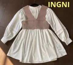 イング　シャツ　ブラウス　白　ベスト　ビスチェ　セット　ベージュ