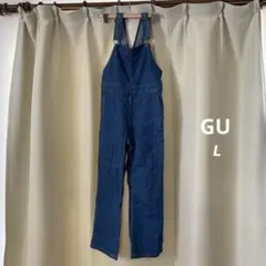 GU デニムスリムサロペット サイドポケット付き L