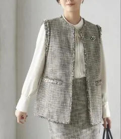 シップス　ツイードJK 美品です ファンシーツイード ノーカラー ジャケット （ノーカラージャケット