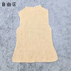 自由区　サマーニット(38)リネン　トップス　ノースリーブ　バックボタン　大人のサムネイル